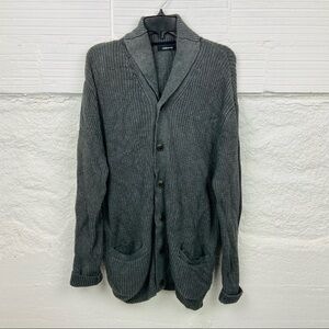 LIZ CLAIBORNE gray chunky knit oversized warm comfy cardigan sweater size XLT